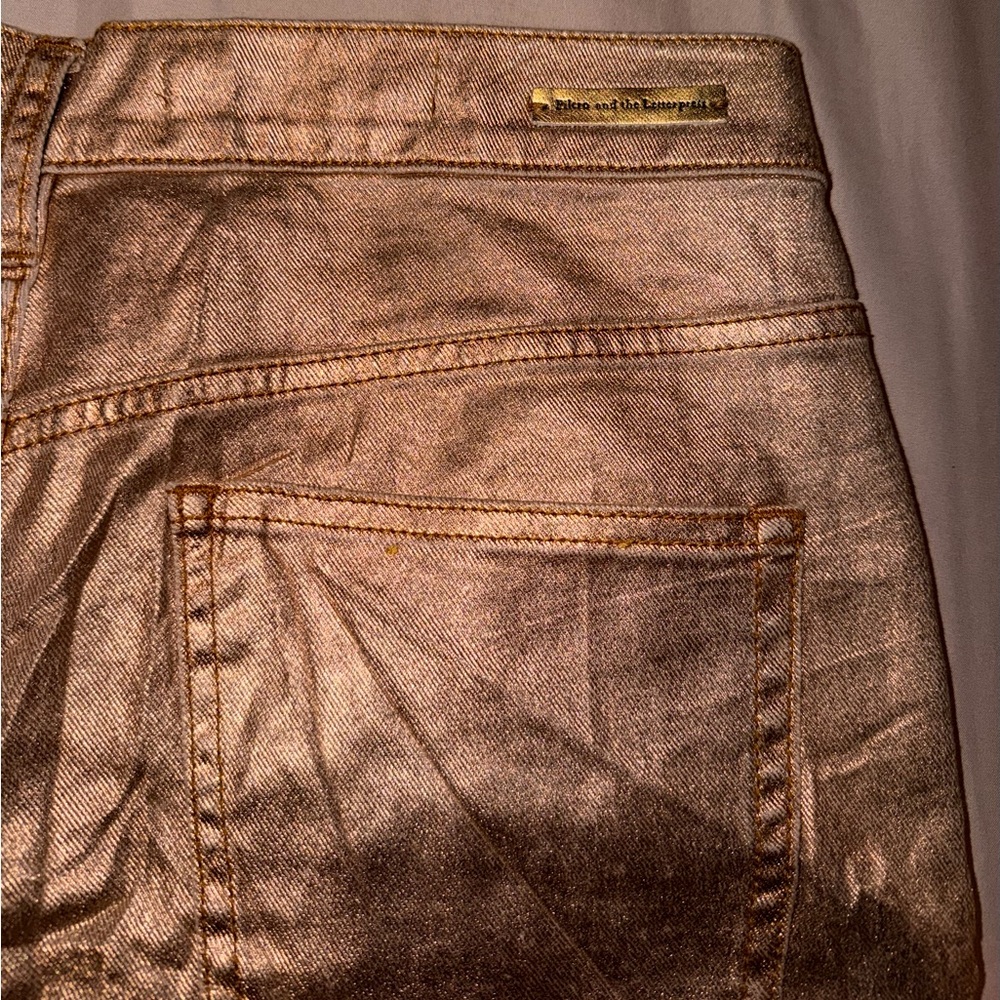 Anthropology Pilcro and the Letterpress Metallic Gold Ankle Crop Jeans - Picture 5 of 5